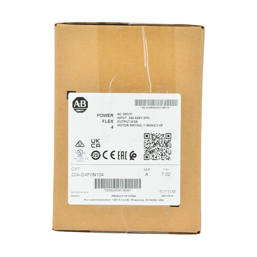 Sealed Allen-Bradley PowerFlex 4 AC Drive 1.5kW 2HP 22A D4P0N104 - ALLEN-BRADLEY