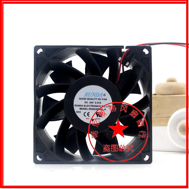 new RUNDA RD9238S24L-A 9238 9.2CM 24V 0.41A Inverter Cooling Fan 2-wire - RUDA