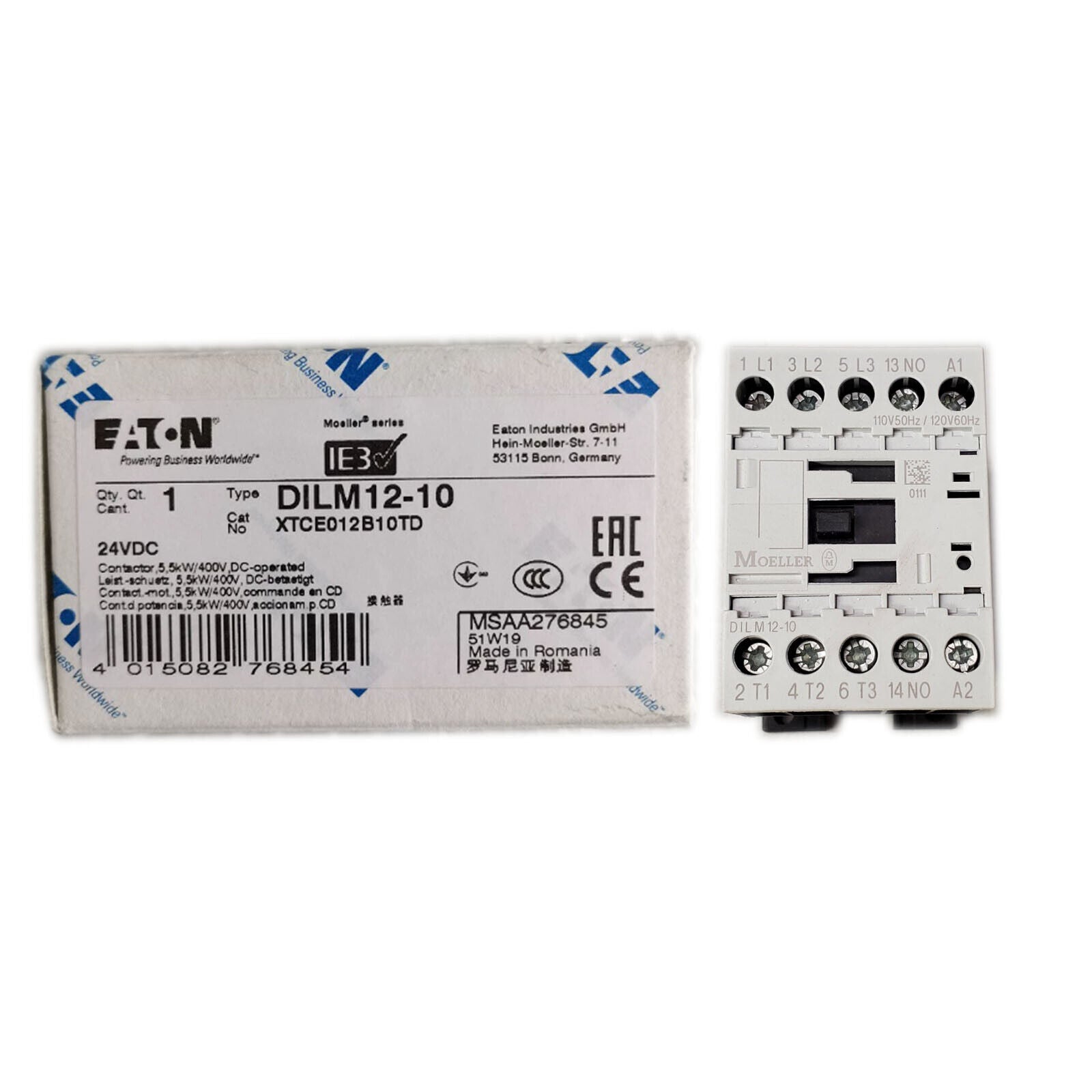 DILM12-10 Contactor 24VDC XTCE012B10TD *NIB* EATON MOELLER EATON