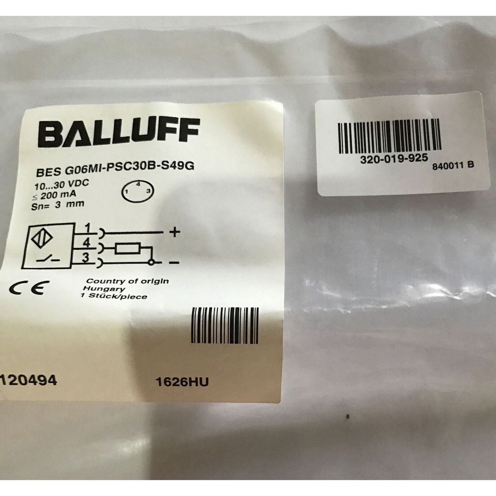 new 1PC  BALLUFF Proximity sensor BES G06MI-PSC30B-S49G Fast BALLUFF