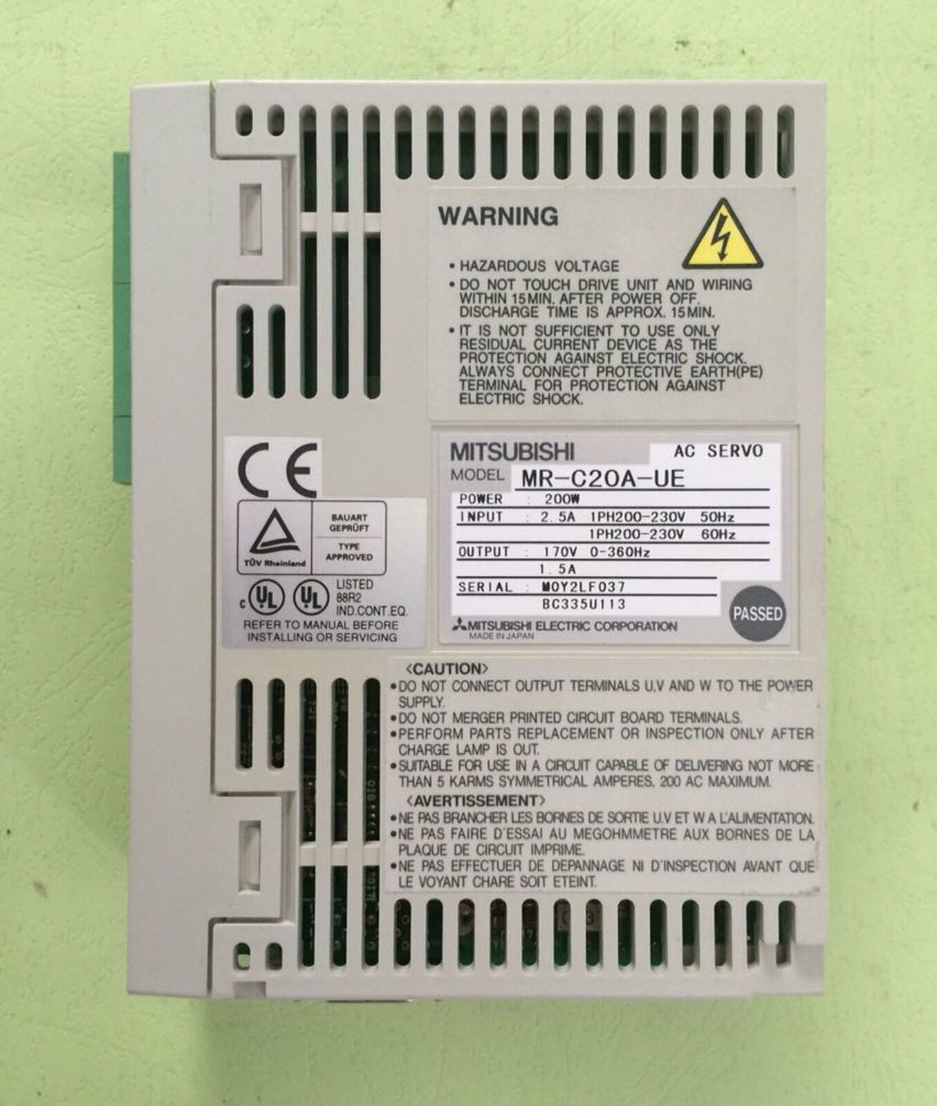 Used Mitsubishi PLC MR-C20A-UE Servo Drive in Good Condition - MITSUBISHI