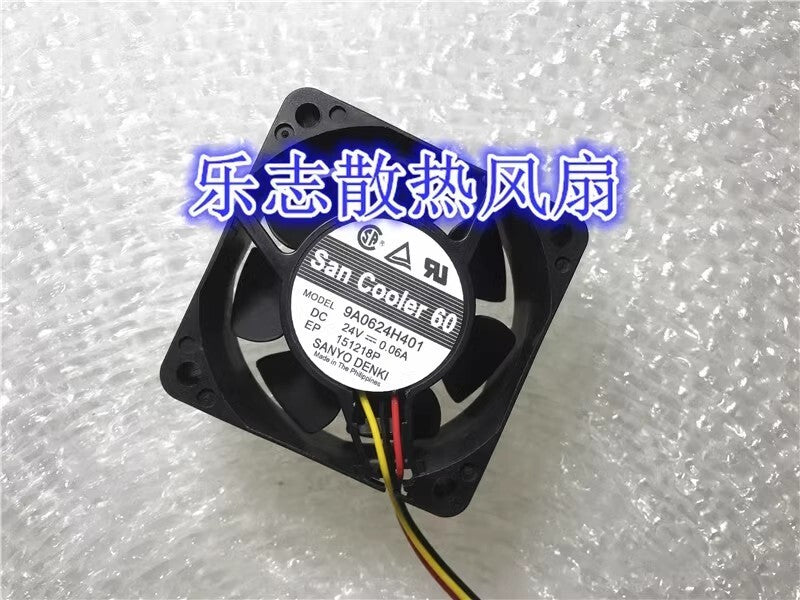 Sanyo San Cooler 60 9A0624H401 DC24V 0.06A 6025 3-Wire Inverter Cooling Fan