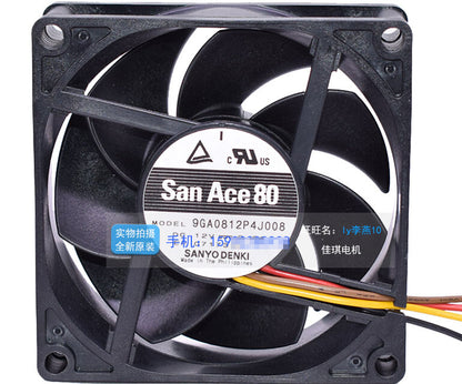 1PCS SANYO 9GA0812P4J008 12V 8025 0.6A 8cm PWM large air volume cooling fan