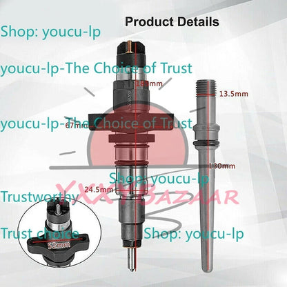 6X Diesel Fuel Injector W/Tube Fits For 04-09 Dodge Ram Cummins 5.9L 0445120238