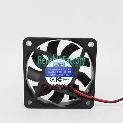 1 pcs FWDS Fan FD6015S14M DC 14V 0.15A 6CM 6015 2 wire cooling fan