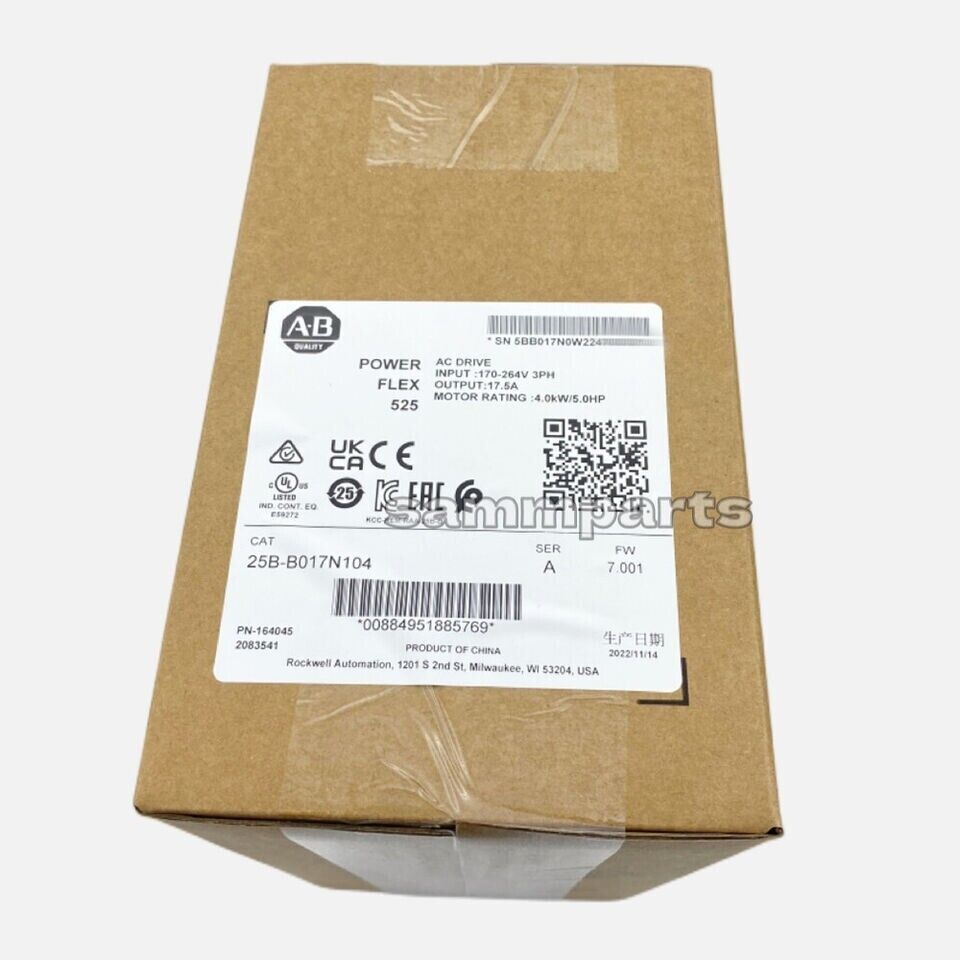 ABB PowerFlex 525 AC Drive 240VAC 5HP 2022 New Factory Sealed Model AB 25B-B017N104 - ABB