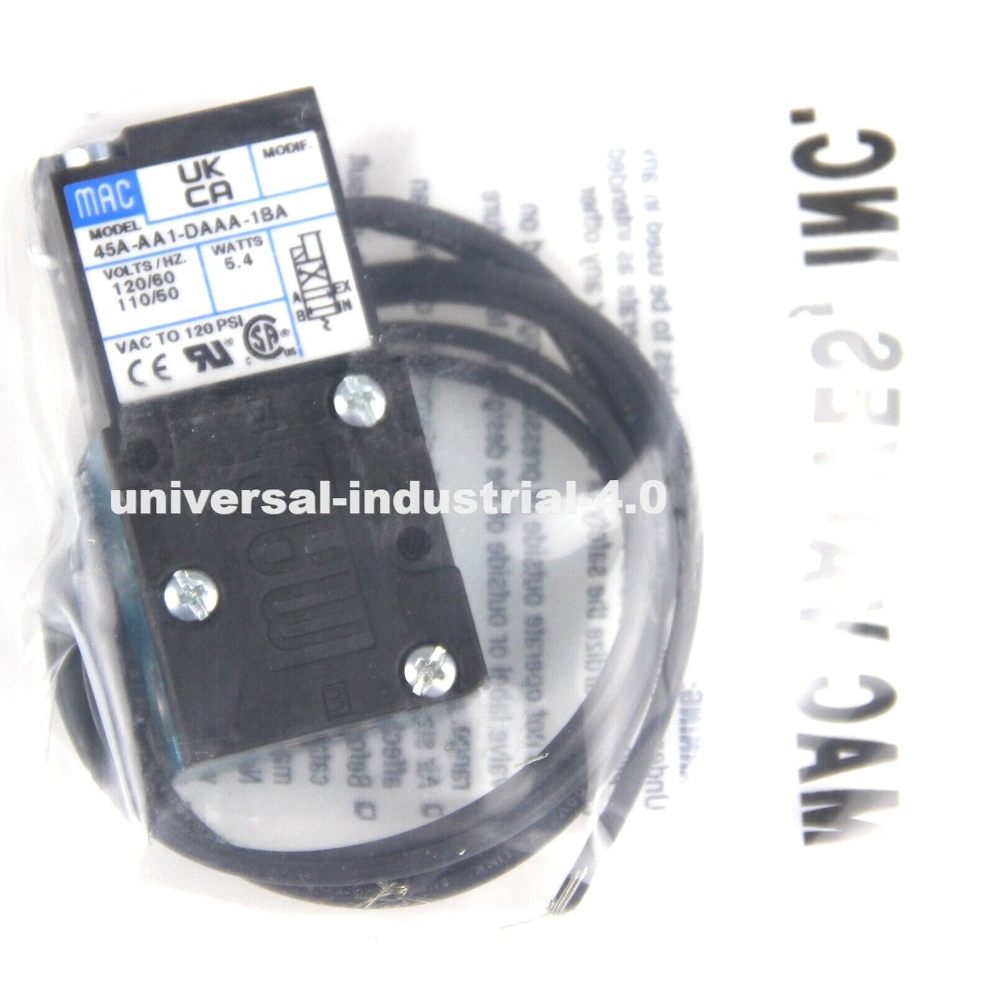 MAC 45A Solenoid Valve, High Precision, 160PSI, 1.3 GPM, Food Grade, Easy Installation - MAC