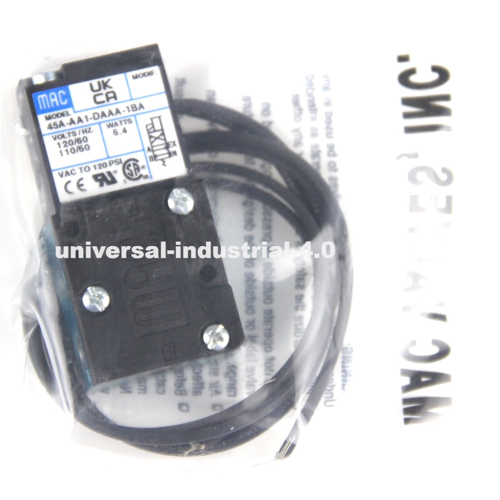 MAC 45A Solenoid Valve, High Precision, 160PSI, 1.3 GPM, Food Grade, Easy Installation - MAC