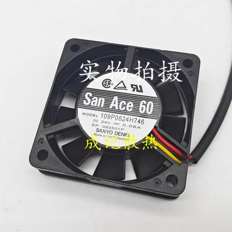 Sanyo 109P0624H746 6015 DC24V 0.06A 60*60*15MM 3-Wire Inverter Cooling Fan