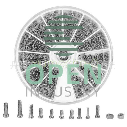 600pcs 12 Dimension Small Steel Screws Nuts Bolts M1 M1.2 M1.4 M1.6 Assorted