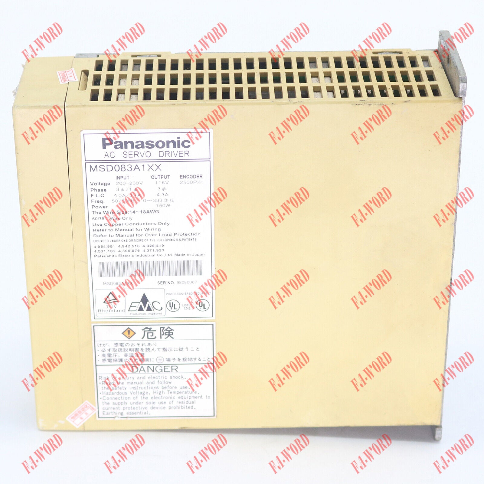 Panasonic MSD083A1XX AC Servo Driver | High-Efficiency Industrial Motor Driver | For Use in Automation & Manufacturing - PANASONIC
