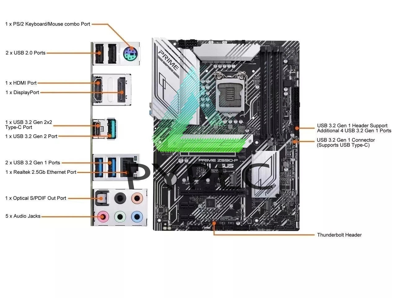 For ASUS PRIME Z590-P LGA 1200 Intel Z590 SATA 6Gb/s ATX Intel Motherboard