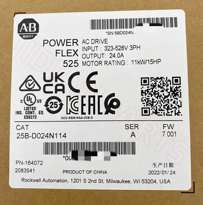 Allen-Bradley PowerFlex 525 AC Drive, 480V, 15HP - ALLEN-BRADLEY