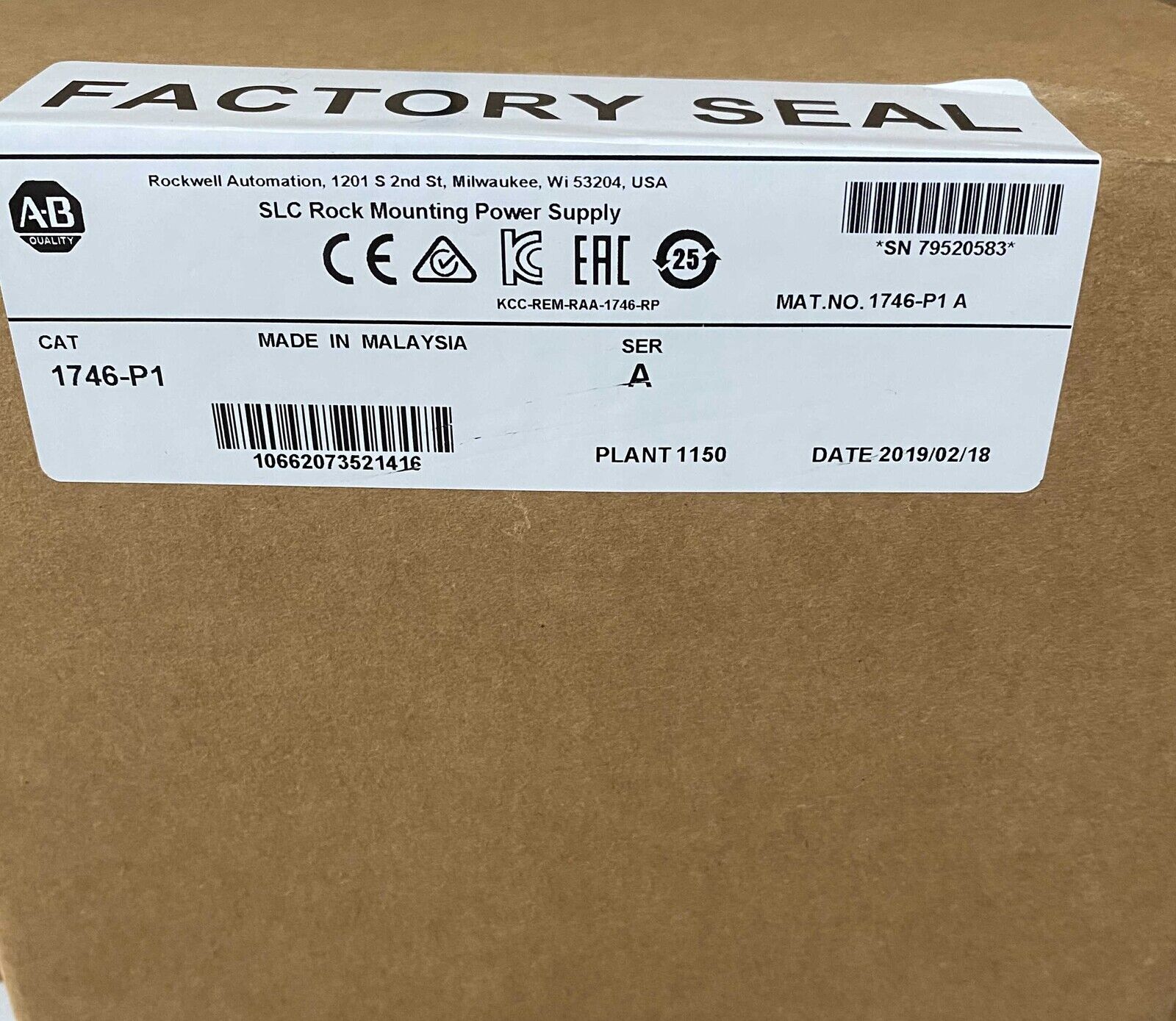 new Factory Sealed 1746-P1 SER A SLC 500 Power Supply Rack Module 1746P1