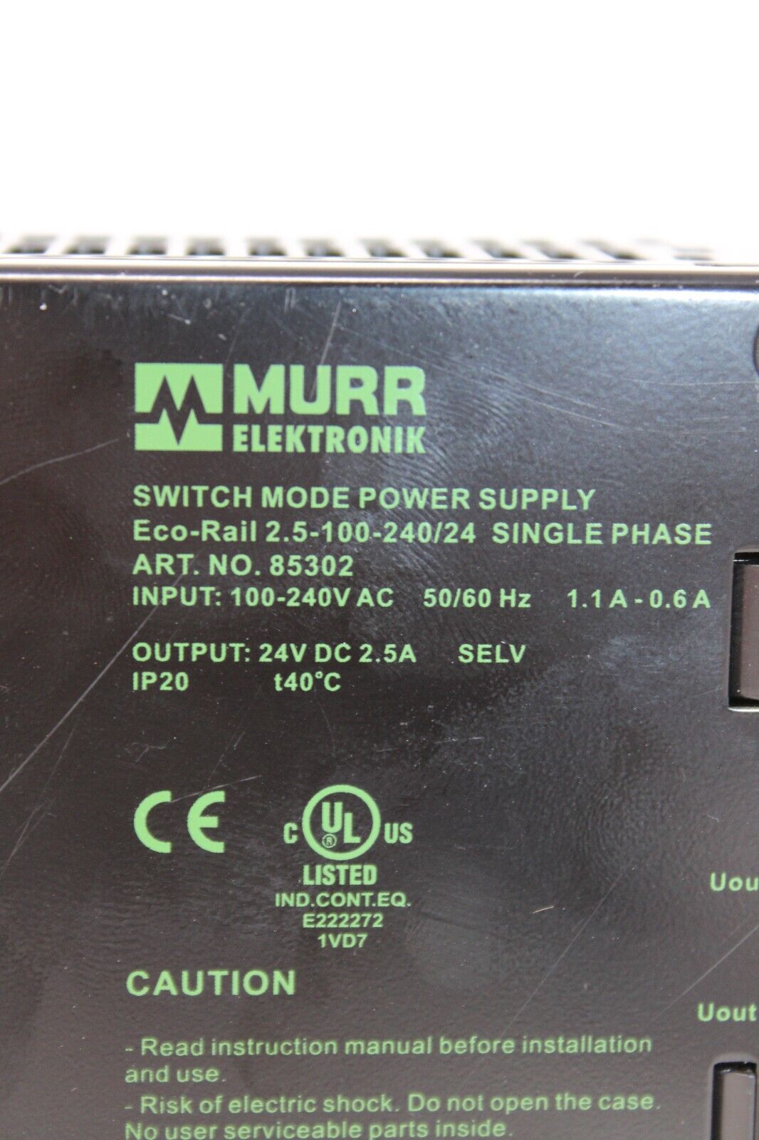 used Murr Elektronik 85302 Eco-Rail 2.5-100-240/24 Single Phase Power Supply - MURR ELEKTRONIK