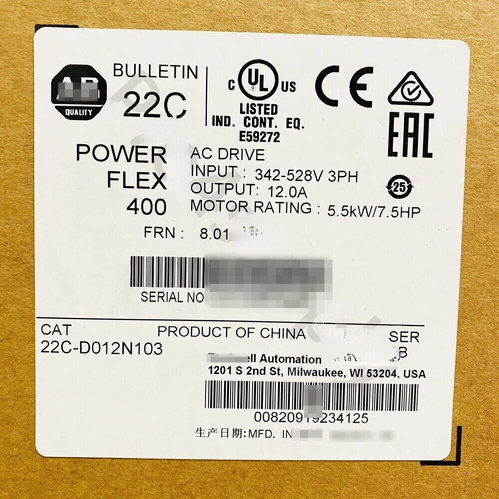 Allen-Bradley PowerFlex 400 5.5 kW 7.5 HP AC Drive 22C-D012N103 - ALLEN-BRADLEY