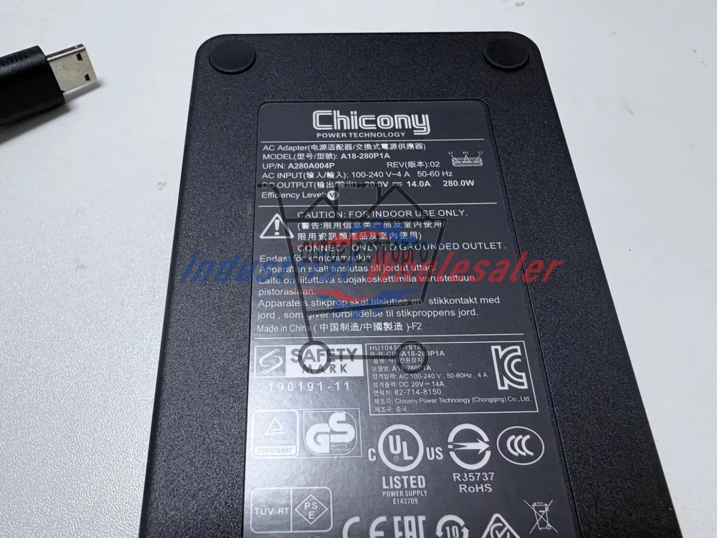 Chicony 280W AC Adapter Charger For SAGER CLEVO PD70SNE-G A18-280P1A 20V 14A