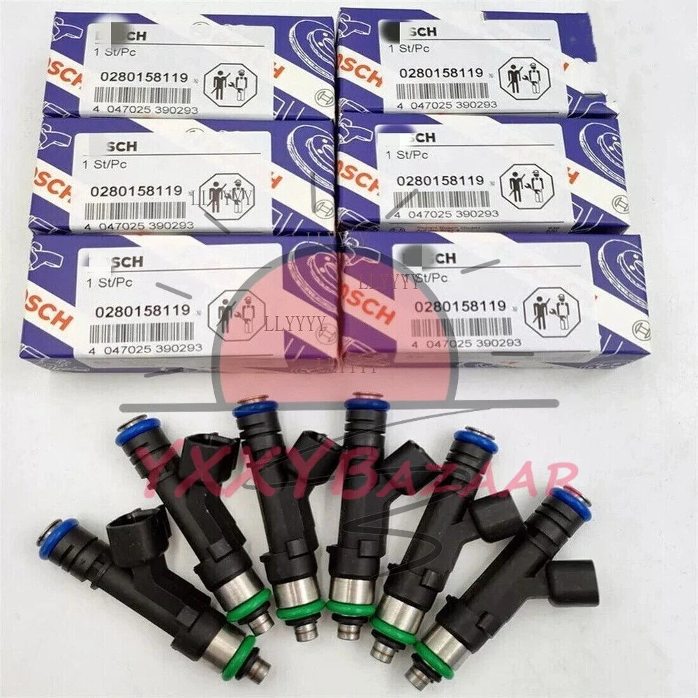 6PCS Fuel Injector 0280158119 Fit for Jeep Wrangler Chrysler 3.3L 3.8L Bosch