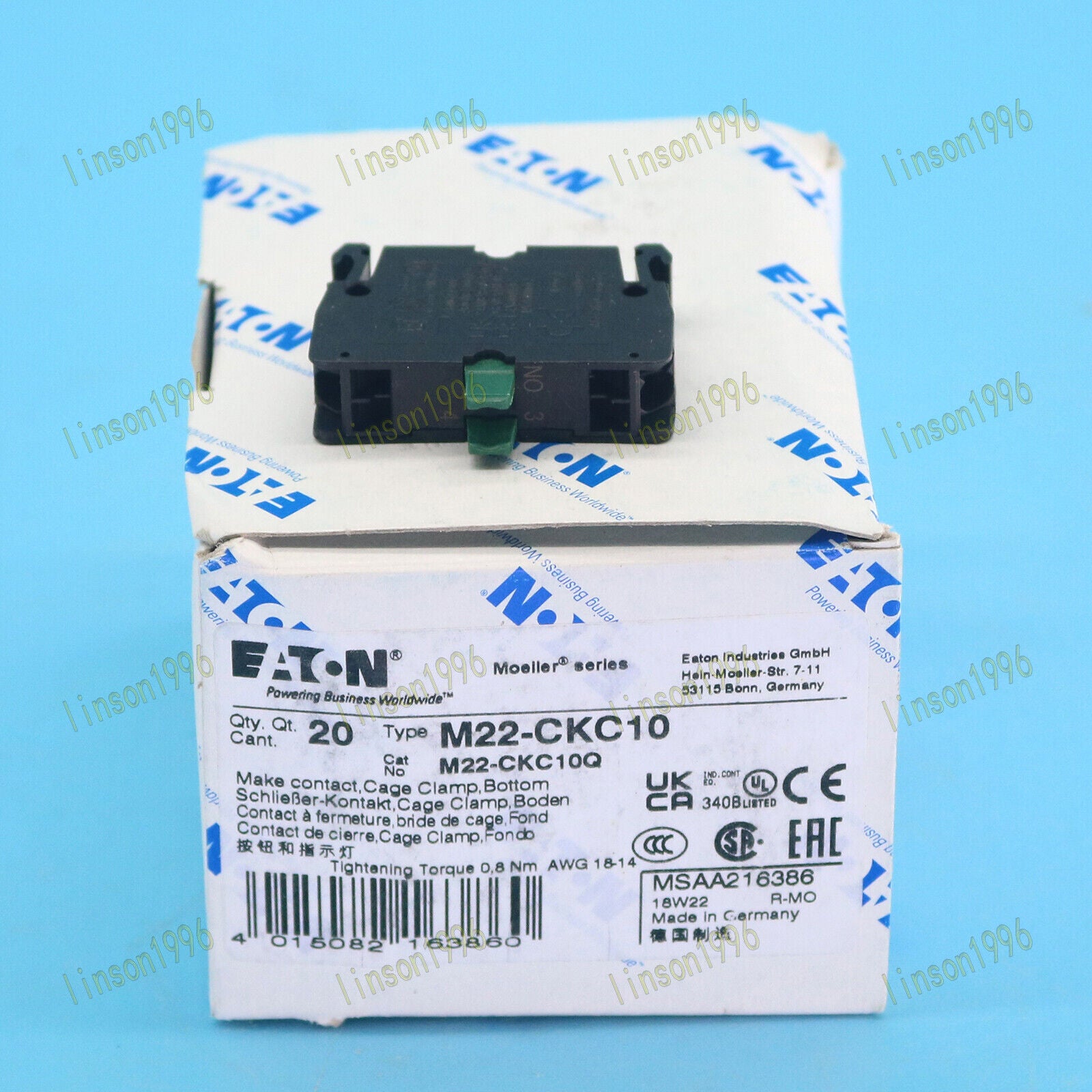 new 20PC EATON MOELLER Contactor Block M22-CKC10 - EATON MOELLER