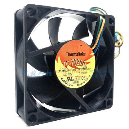 1PCS TT-7020A R127020SH 7020 DC12V 0.30A 7CM 4-Wire Silent Cooling Fan