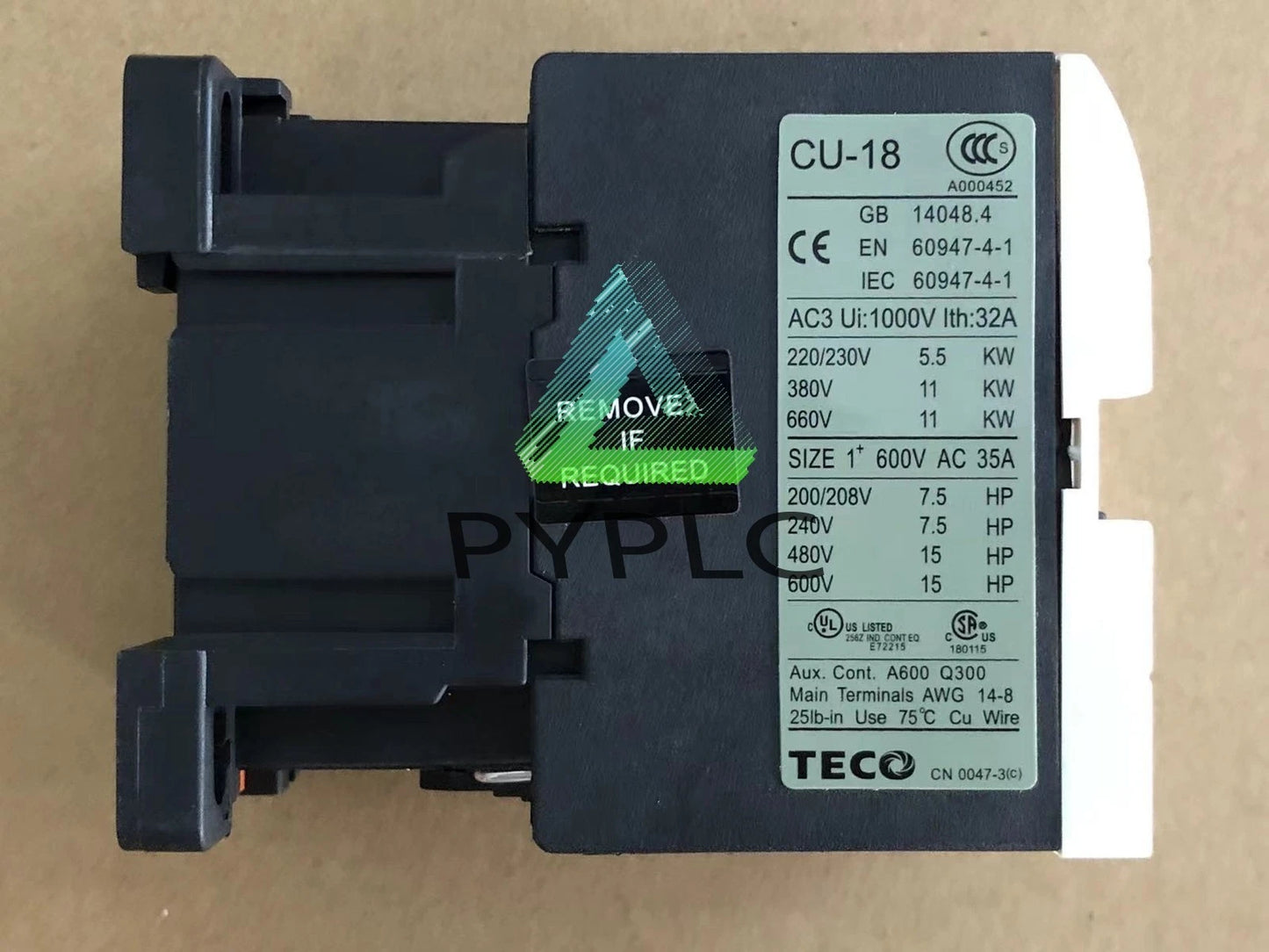 CU-18 CU18 TECO 220VAC contactor ～