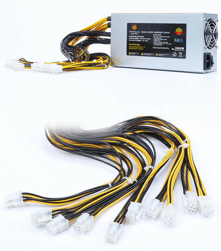 new 2600W with 10*6P plugs 8 graphics card 96 PLUS 2U single 12V power supply - KOEED