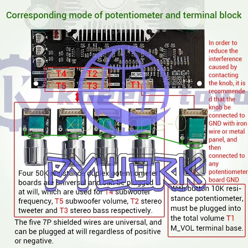 HT22 TDA7498E Bluetooth Power Amplifier Board 2.1 Channel 160W*2+220W Subwoofer