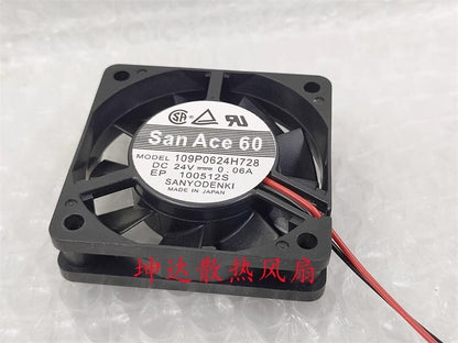 Sanyo 109P0624H728 6015 DC24V 0.06A 6CM 2-Wire Inverter Cooling Fan