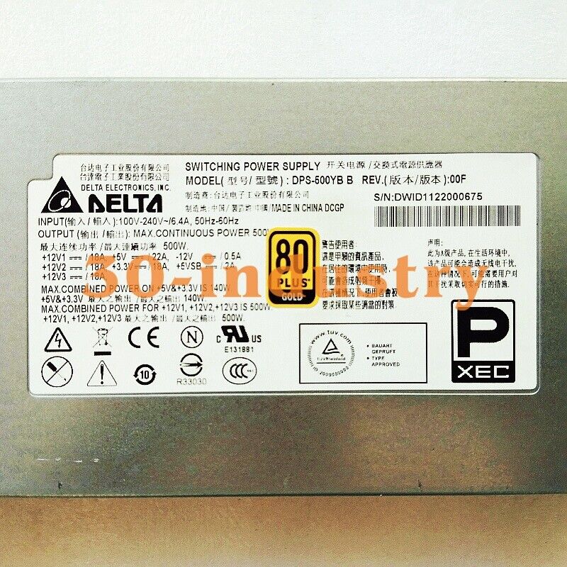 1PCS NEW FOR DELTA 1U 500W Server Switching Power Supply DPS-500YB B Dual 8PIN