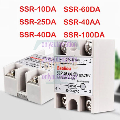 25A/40A/60A SSR-25DA/40DA/60DA Fotek Solid State Relay Module Alloy Heat Sink N!
