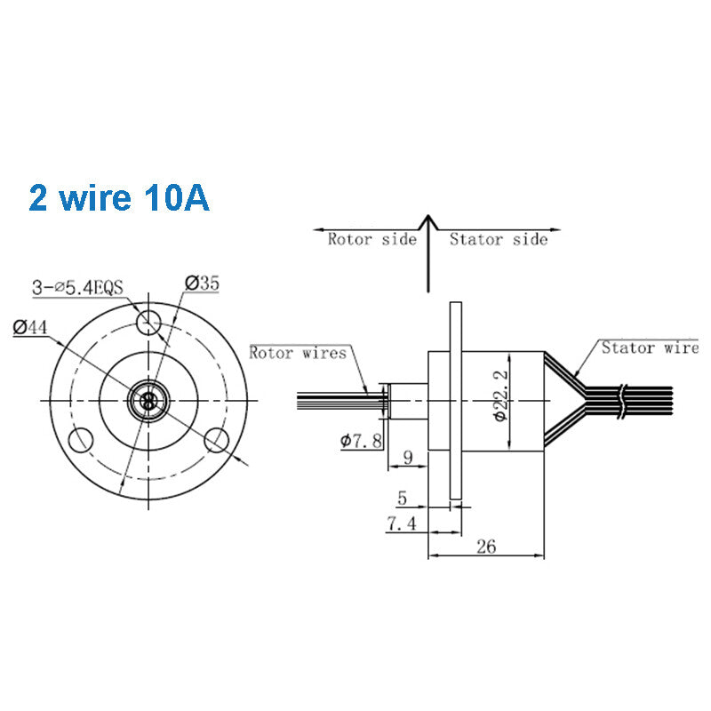 High Current Conductive Slip Ring Electric Rotary Joint 2-12 Wires 2A-60A