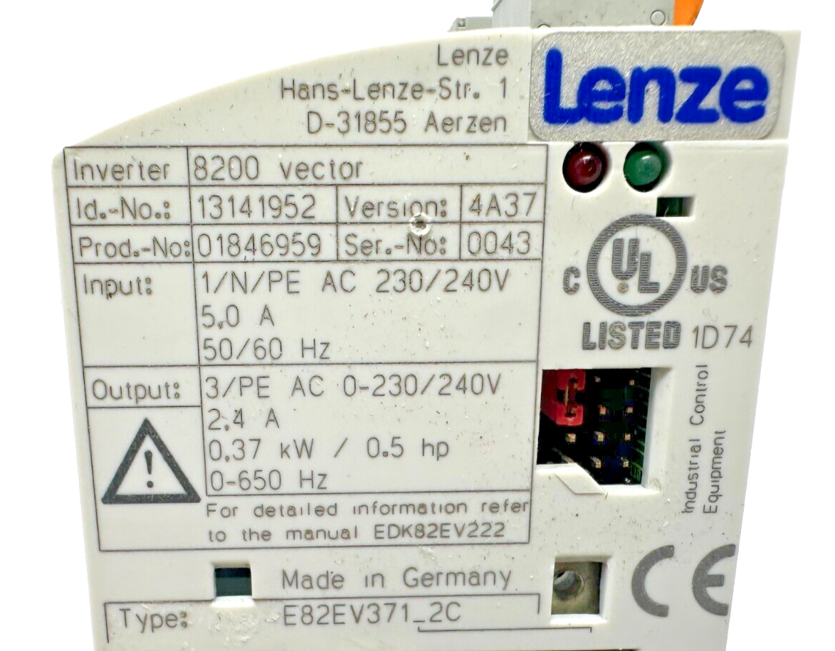 used Lenze E82EV371_2C Drive 13141952 - LENZE