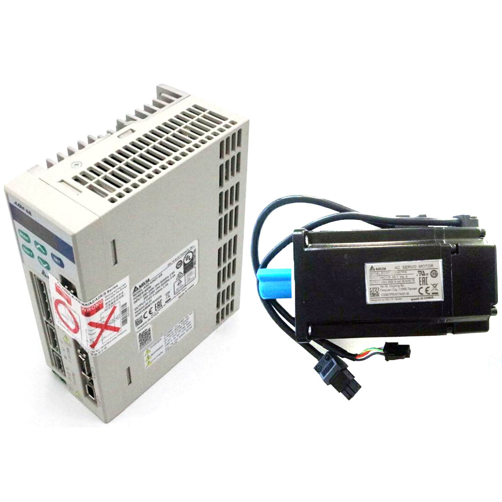 new DELTA ASD-A0721-AB + ECMA-C30807PS AC SERVO SYSTEM MOTOR AND DRIVE 0.75KW 220V - DELTA