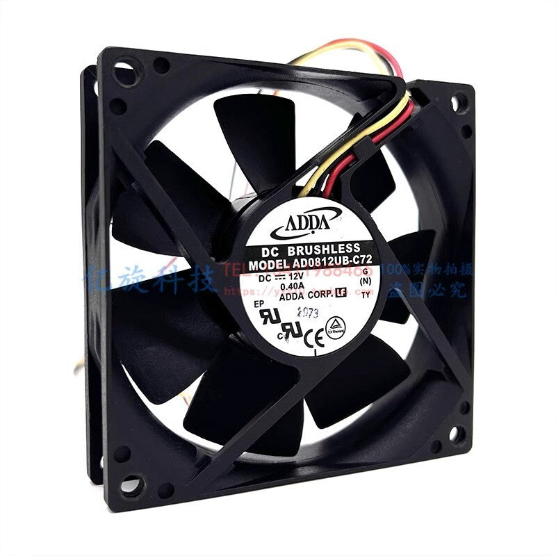 ADDA AD0812UB-C72 8020 DC12V 0.20A 8CM 3-Wire Dual Ball Cooling Fan