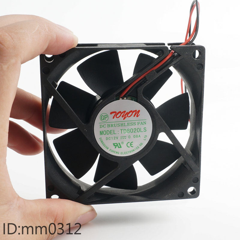 new TD8020LS 12V 0.08A 8CM Fan for drinking machine 8020 80*80*20MM 2-pin