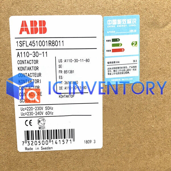 new 1pcs ABB AC Contactor A110-30-11 Coil Voltage Ac110v - ABB