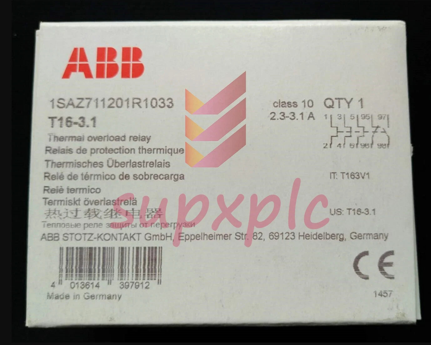 1pcs ABB Thermal Overload Relay T16-3.1 (2.3-3.1A)