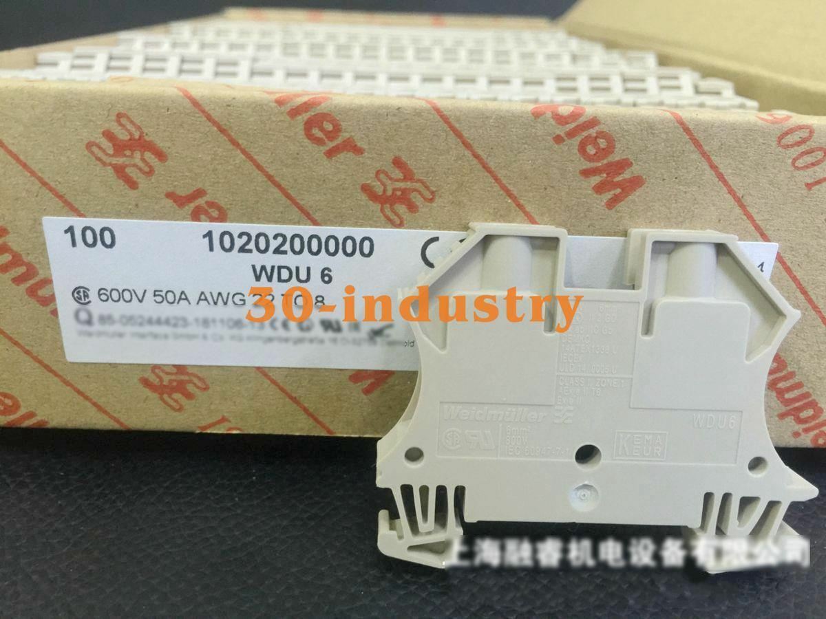 100Pcs Weidmuller WDU 6 Terminal Block Connectors - 1020200000 - WEIDMULLER