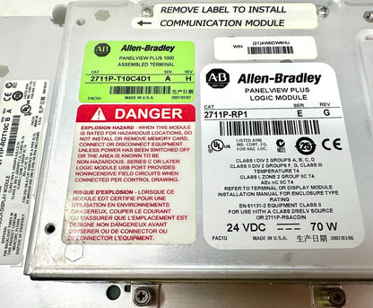 used Allen Bradley 2711P-T10C4D1 PanelView Plus 1000 - ALLEN BRADLEY