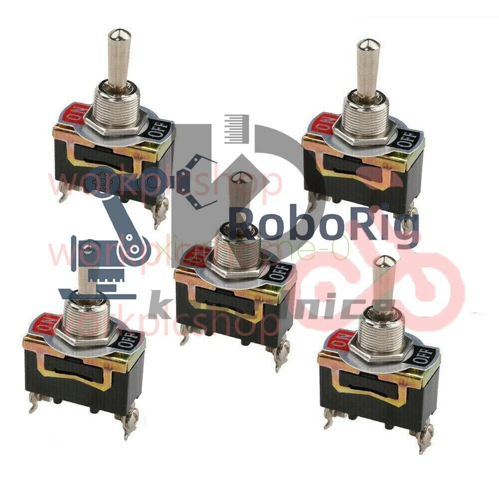 5PCS E-TEN1021 2-Pin Toggle Flick Switch SPST ON-OFF Car Dash Light Metal