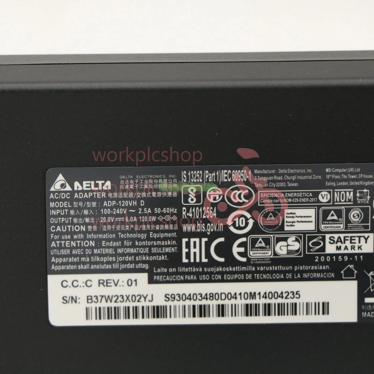1X 20V 6A 120W Adapter MSI GF63 Thin 11SC-430CA ADP-120VH D AC Power Charger
