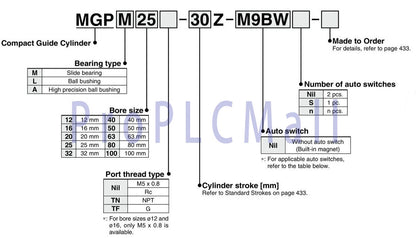 SMC MGPM40-150Z Compact Guide Cylinder 40mm Slide Bearing Double Acting 1PCS