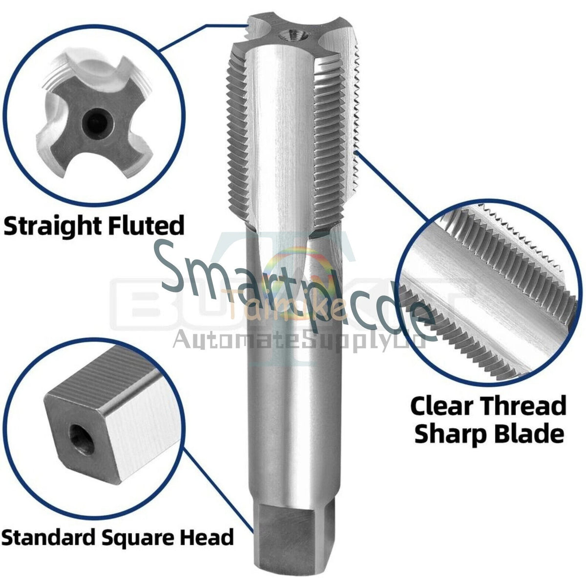 1 1/4"-16 UN Thread Tap Right Hand, HSS 1-1/4 x 16 UN Straight Fluted Tap