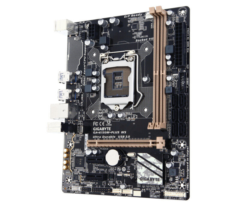 used Gigabyte GA-X150M-PLUS WS LGA 1151 Socket Intel C232 DDR4 Motherboard - GIGABYTE