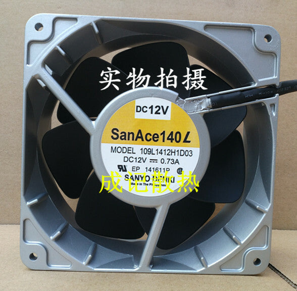 1pcs Sanyo 109L1412H1D03 SANACE140L DC12V 0.73A 14CM metal fan