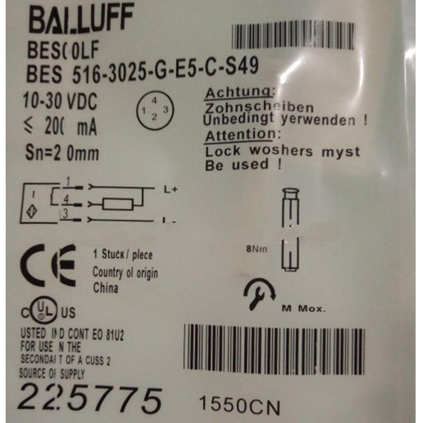 New ONE Balluff BES516-3025-G-E5-C-S49 Proximity Switch Motion Detection - BALLUFF