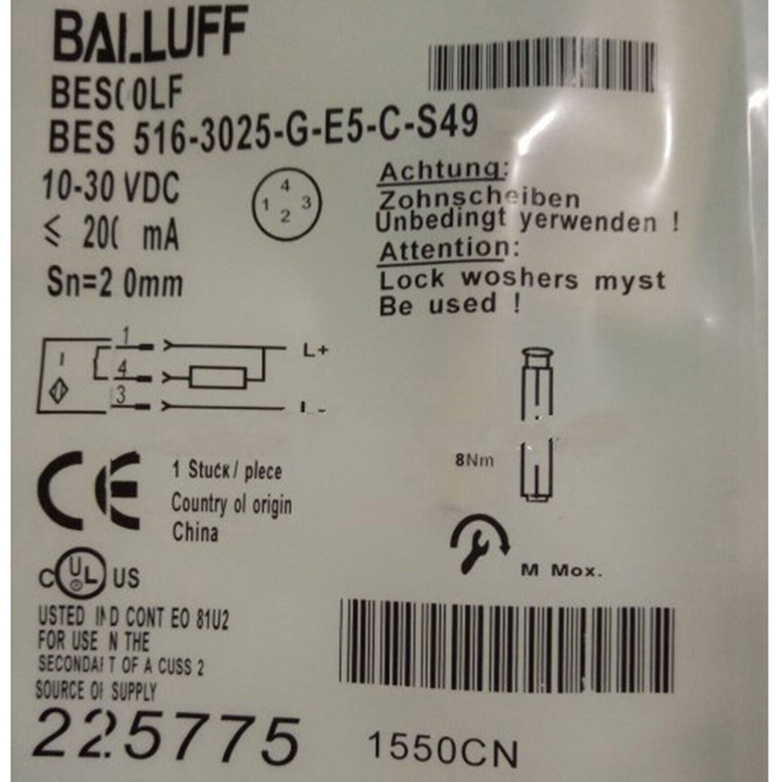 New ONE Balluff BES516-3025-G-E5-C-S49 Proximity Switch Motion Detection - BALLUFF