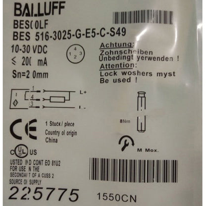 New ONE Balluff BES516-3025-G-E5-C-S49 Proximity Switch Motion Detection - BALLUFF