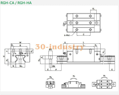 HIWIN RGH35HA Roller Type Linear Guide Slider - 1 Piece - HIWIN