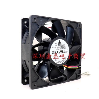 DELTA QFR1224GHE 12038 DC24V 1.41A 12CM 4-Wire Temperature Control Cooling Fan